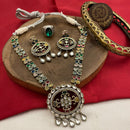 FS Collection Gold Plated Kundan Stone Necklace Set