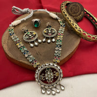 FS Collection Gold Plated Kundan Stone Necklace Set
