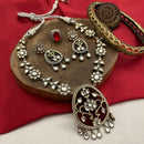 FS Collection Gold Plated Kundan Stone Necklace Set