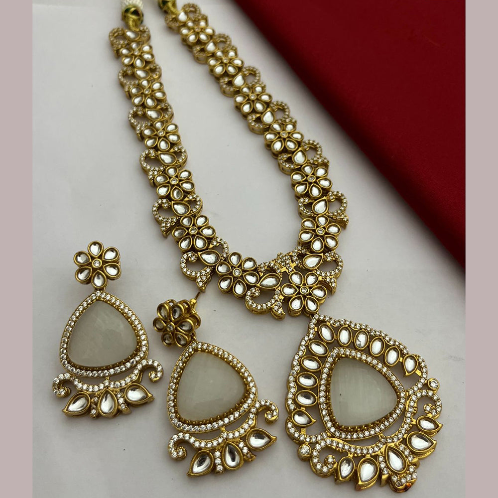 FS Collection Gold Plated Kundan Stone Necklace Set