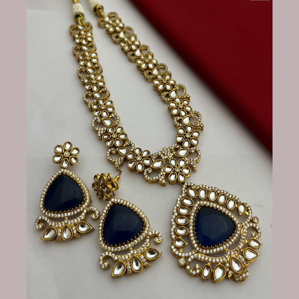 FS Collection Gold Plated Kundan Stone Necklace Set
