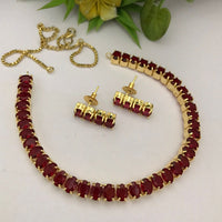 FS Collection Gold Plated Crystal Stone Necklace Set