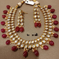 FS Collection Gold Plated Kundan Stone Necklace Set