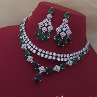 FS Collection Silver Plated AD Necklace Set
