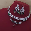 FS Collection Silver Plated AD Necklace Set
