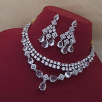 FS Collection Silver Plated AD Necklace Set