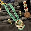 FS Collection Gold Plated Kundan Stone Long Necklace Set