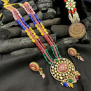 FS Collection Gold Plated Kundan Stone Long Necklace Set