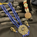 FS Collection Gold Plated Kundan Stone Long Necklace Set