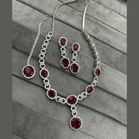 FS Collection Silver Plated AD Necklace Set