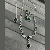 FS Collection Silver Plated AD Necklace Set