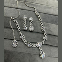 FS Collection Silver Plated AD Necklace Set