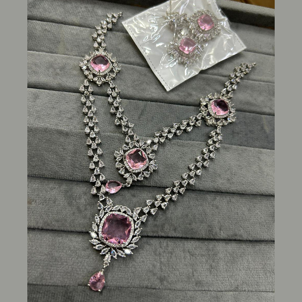 FS Collection Silver Plated AD Necklace Set
