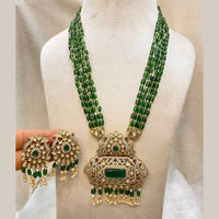 Fs Collection Gold Plated AD And Beads Long Necklace Set