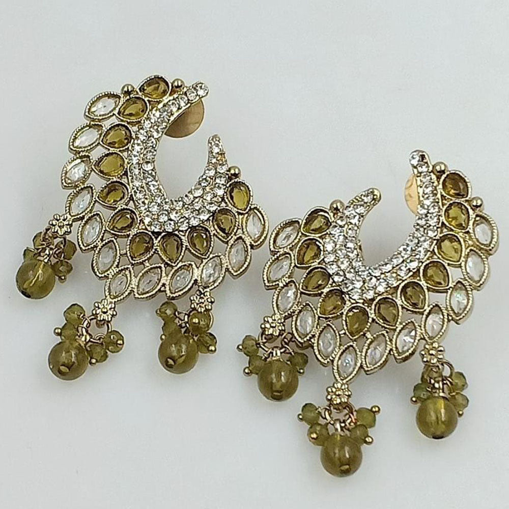 FS Collection Gold Plated Crystal Stone Dangler Earrings