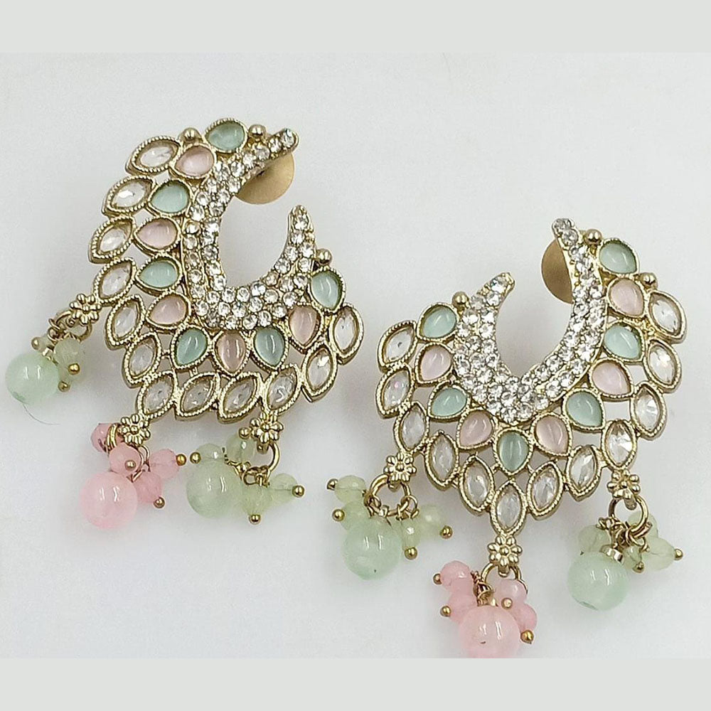 FS Collection Gold Plated Crystal Stone Dangler Earrings