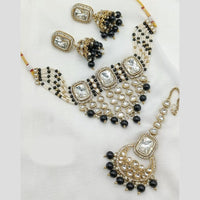 FS Collection Gold Plated Kundan Stone And Pearl Choker Necklace Set