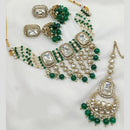 FS Collection Gold Plated Kundan Stone And Pearl Choker Necklace Set