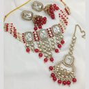 FS Collection Gold Plated Kundan Stone And Pearl Choker Necklace Set