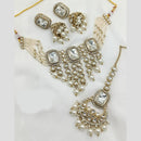 FS Collection Gold Plated Kundan Stone And Pearl Choker Necklace Set