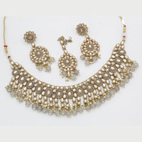 FS Collection Gold Plated Crystal Stone And Beads Choker Necklace Set