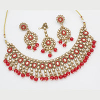 FS Collection Gold Plated Crystal Stone And Beads Choker Necklace Set