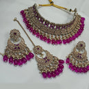 FS Collection Gold Plated Crystal Stone And Beads Choker Necklace Set