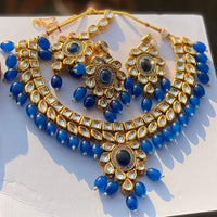 FS Collection Gold Plated Kundan Stone And Beads Necklace Set