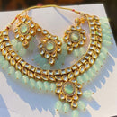 FS Collection Gold Plated Kundan Stone And Beads Necklace Set