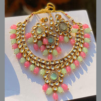 FS Collection Gold Plated Kundan Stone And Beads Necklace Set