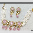 FS Collection Gold Plated Crystal Stone And Beads Choker Necklace Set