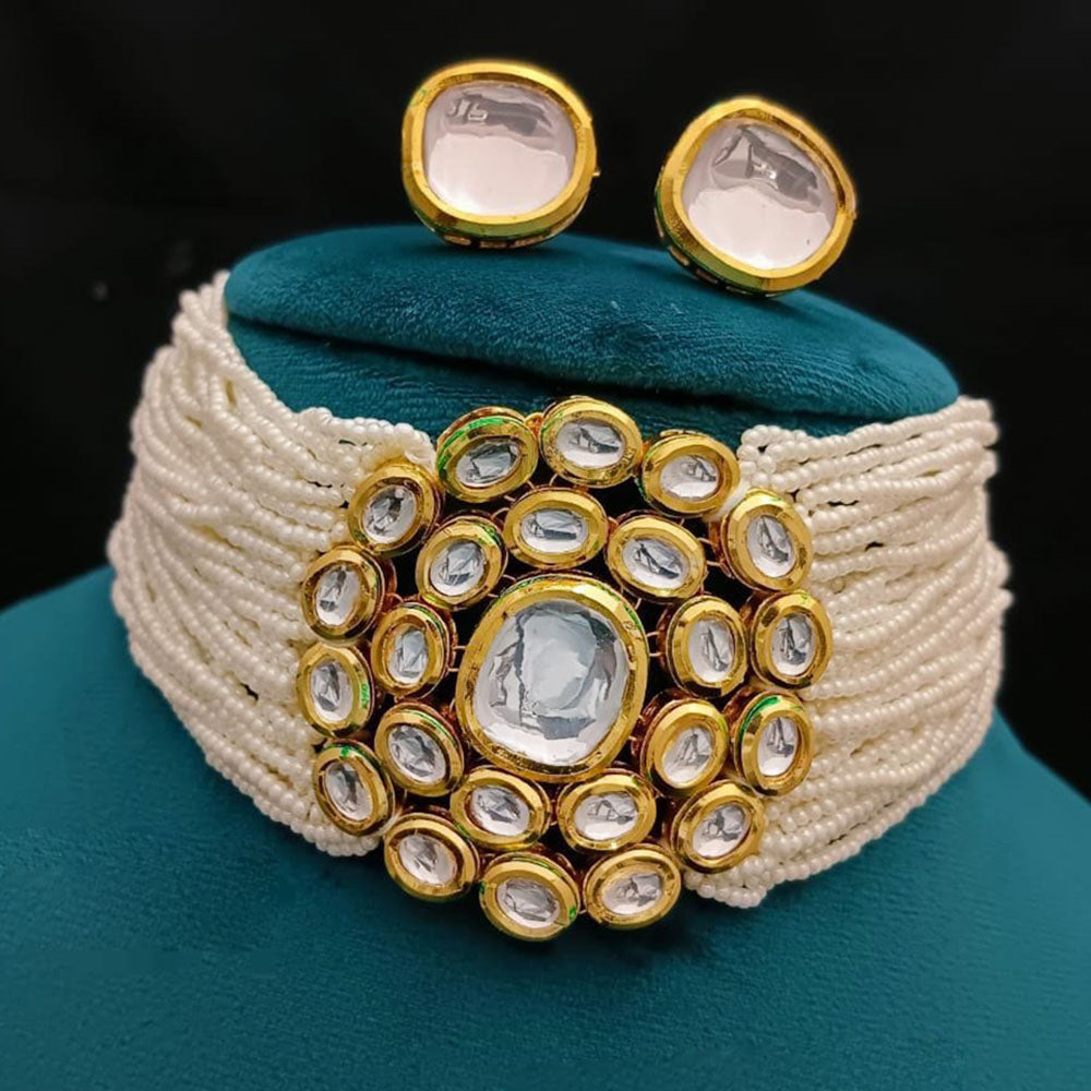 FS Collection Gold Plated Crystal Stone Choker Necklace Set