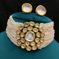 FS Collection Gold Plated Crystal Stone Choker Necklace Set