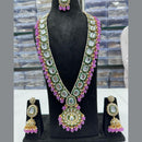 FS Collection Gold Plated Crystal Stone Long Necklace Set