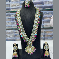 FS Collection Gold Plated Crystal Stone Long Necklace Set