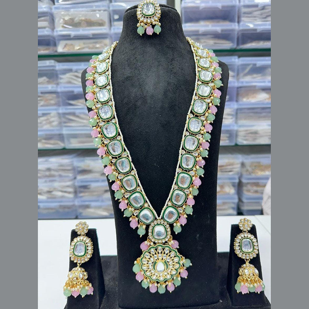 FS Collection Gold Plated Crystal Stone Long Necklace Set