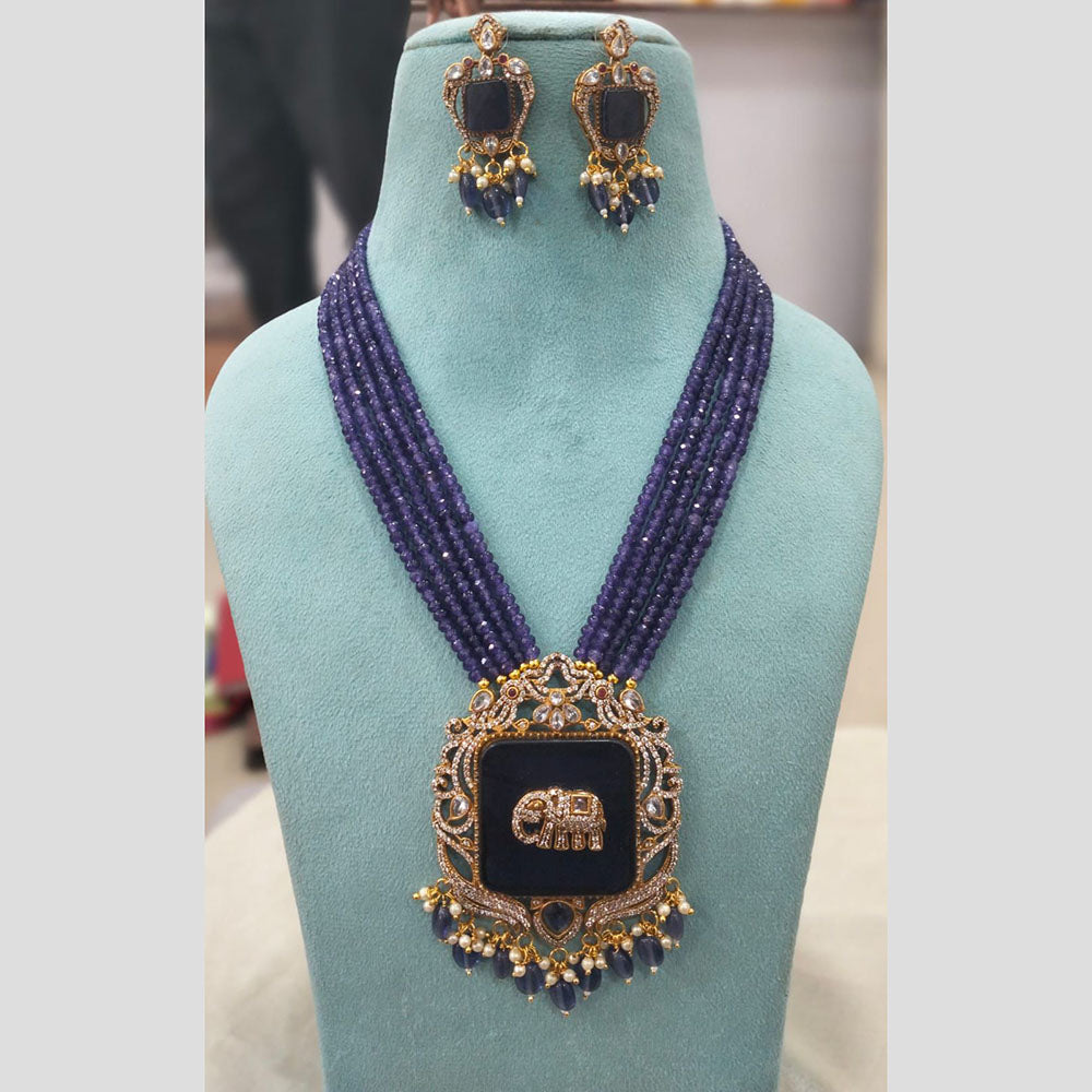 FS Collection Gold Plated Austrian Stone And Beads Necklace Set