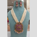 FS Collection Gold Plated Austrian Stone And Pearl Necklace Set
