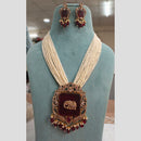 FS Collection Gold Plated Austrian Stone And Pearl Necklace Set