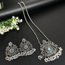 FS Collection Oxidised Plated Pota Stone And Pearl Necklace Set