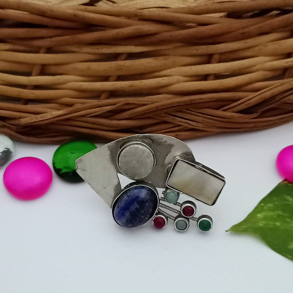 FS Collection Oxidised Plated Adjustable Ring