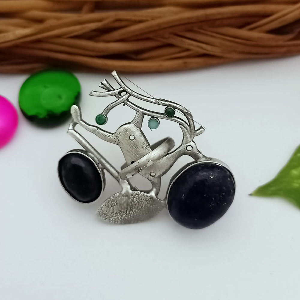 FS Collection Oxidised Plated Adjustable Ring