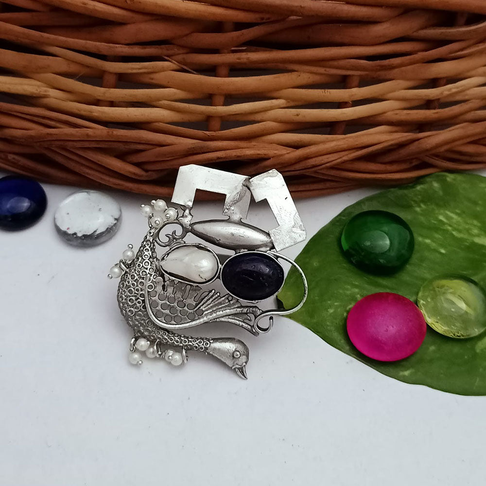 FS Collection Oxidised Plated Adjustable Ring