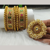 FS Collection Gold Plated  Bangles Set With Ring