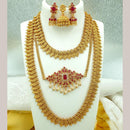 FS Collection Gold Plated Pota Stone Double Necklace Set