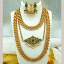 FS Collection Gold Plated Pota Stone Double Necklace Set