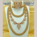 FS Collection Gold Plated Pota Stone Double Necklace Set