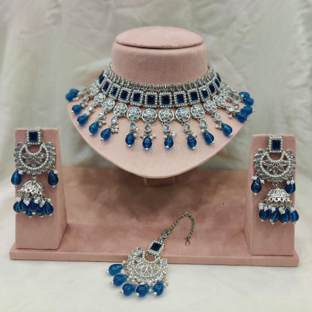 FS Collection Gold Plated Crystal Stone Choker Necklace Set