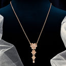 FS Collection Rose Gold Plated Austrian Stone Chain Pendant