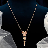 FS Collection Rose Gold Plated Austrian Stone Chain Pendant